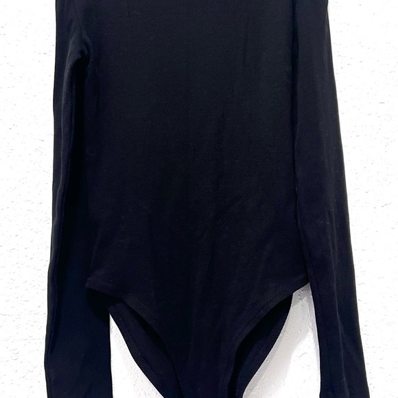 Zara long sleeve Ribbed Black bodysuit Top medium - Picture 5 of 6